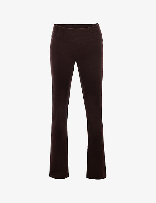 HOUSE OF CB: Ama straight-leg mid-rise knitted trousers