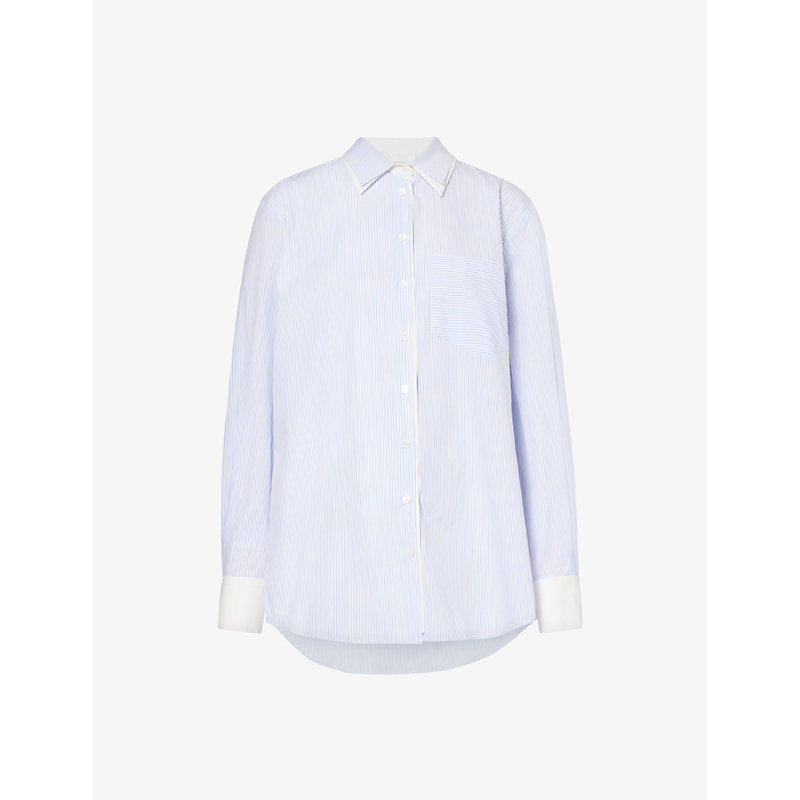 Shop Viktoria & Woods Moses Layered-collar Cotton Shirt In Airborne Stripe