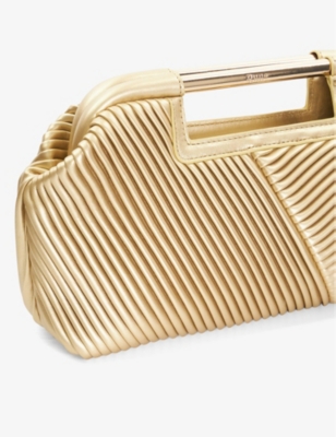 Dune Womens Gold-plain Synthetic Ebec Pleated Metallic Faux-leather Clutch Bag In Gold-plain Synthetic