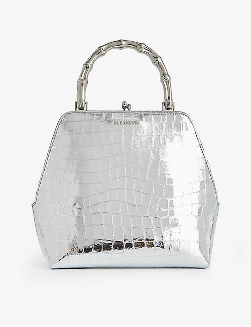 JIL SANDER: Goji metallic leather top-handle bag