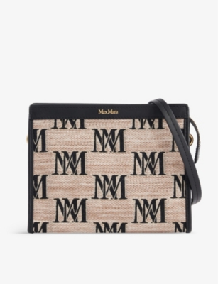 Max Mara Womens Clay Monogram-pattern Woven Clutch Bag In Black
