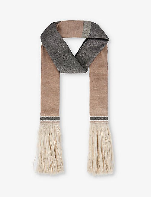MAX MARA: Aeroso fringed-trim linen-blend scarf