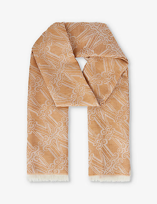 MAX MARA: Eleonor M-monogram wool-silk-linen blend scarf
