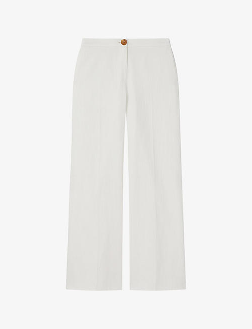 LK BENNETT: Ami wide-leg high-rise cotton trousers
