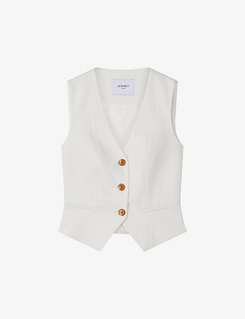 LK BENNETT: Ami V-neck slim-fit cotton waistcoat