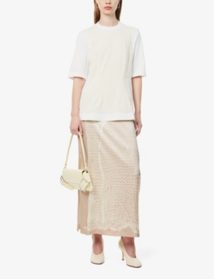 Sportmax Womens Ivory Ululo Contrast-panel Cotton-jersey T-shirt In Ivory