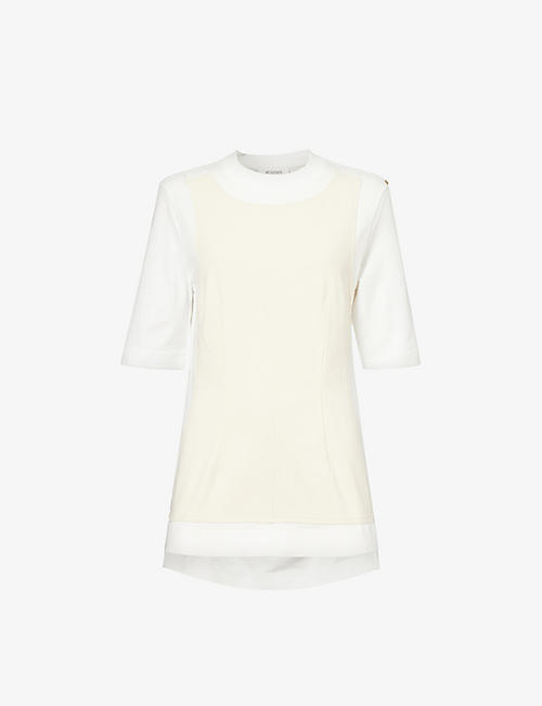 SPORTMAX: Ululo contrast-panel cotton-jersey T-shirt