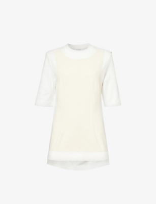 Sportmax Womens Ivory Ululo Contrast-panel Cotton-jersey T-shirt In Ivory