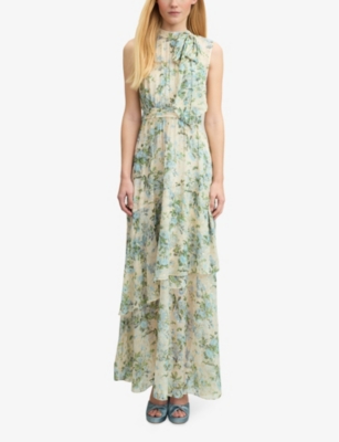 Lk Bennett Robyn Floral Metallic Dot Silk Blend Dress In Mul-cream