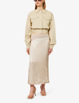 Sportmax Cropped Elasticated Shirt Jacket In Sand