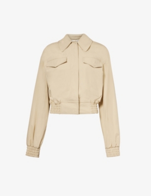 Sportmax Cropped Elasticated Shirt Jacket In Sand