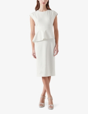 LK BENNETT: Mia peplum stretch-woven midi dress