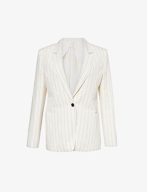 MAX MARA: Micron notched-lapel regular-fit linen and cotton-blend blazer