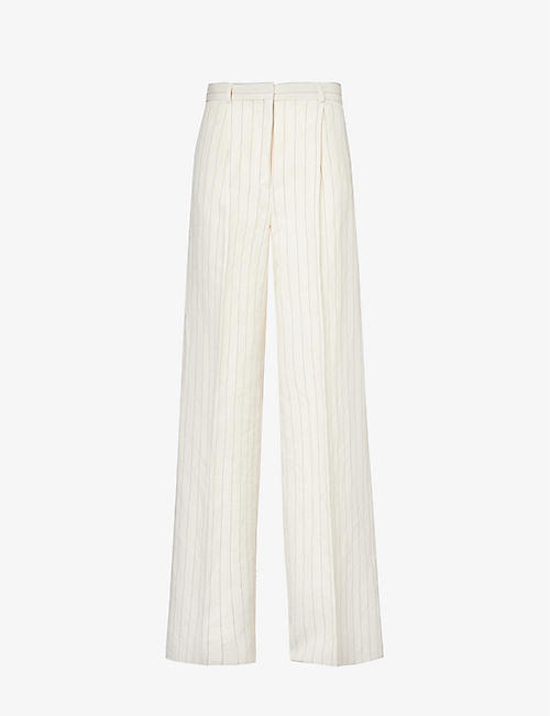 MAX MARA: Giuliva striped wide-leg linen and cotton-blend trousers