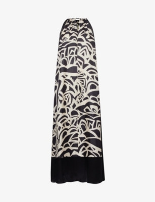Max Mara Licenza Printed Halter Maxi Dress In Black White