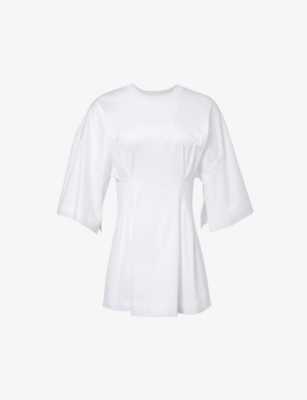 MAX MARA: Giotto pleated-waist cotton-jersey mini dress