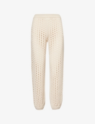 Max Mara Womens Ivory Cecina Tapered-leg High-rise Cotton-knit Trousers