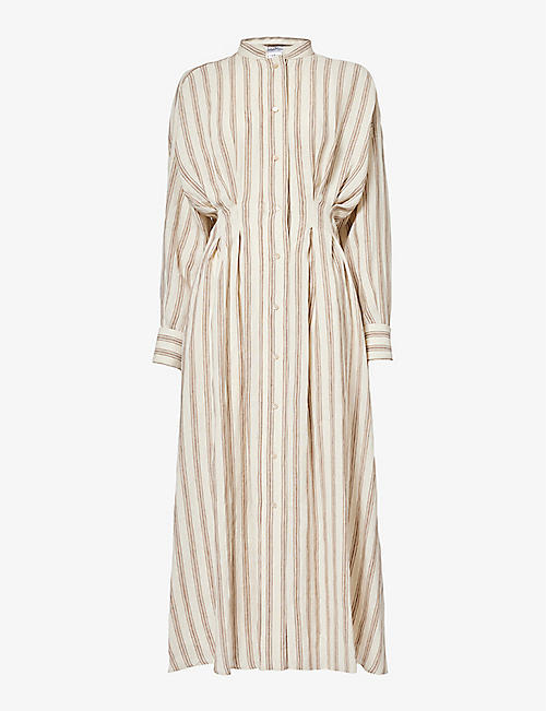 MAX MARA: Yole striped linen maxi dress