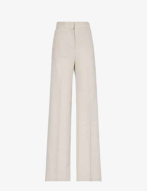 MAX MARA: Giallo wide-leg high-rise cotton trousers