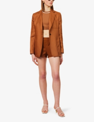 Max Mara Riad Stretch-cotton Low Waisted Shorts In Tobacco