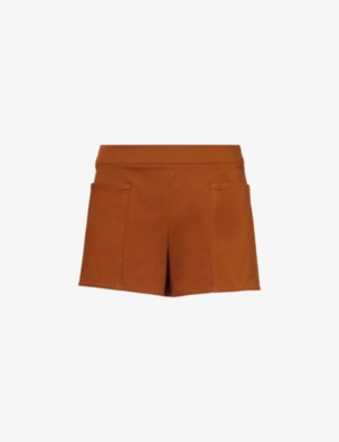 Max Mara Riad Stretch-cotton Low Waisted Shorts In Tobacco