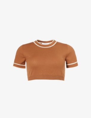 Max Mara Womens Tobacco Uscio Cropped Cotton-blend Knit Cropped Jumper In Tobacco