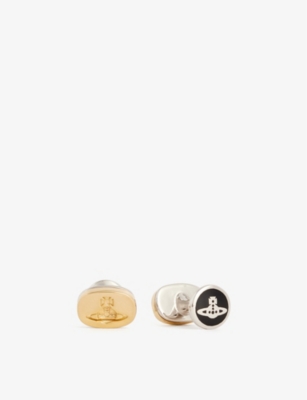 Vivienne Westwood Men's Platinum/gld Denver Logo-engraved Brass Cufflinks