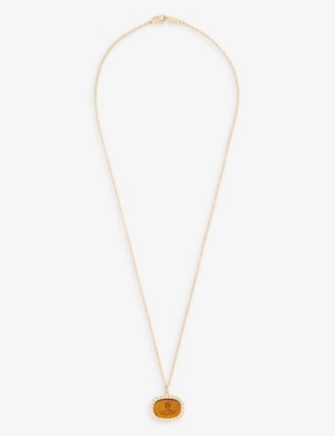 Vivienne Westwood Man. Denver Pendant Necklace In Gold / Tiger Eye Gemst