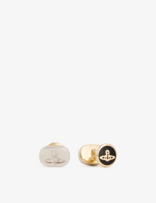 Vivienne Westwood Men's Gold / Plat / Blk Denver Brass Cufflinks
