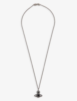 Vivienne Westwood Men's Ruthenium/blk Norabelle Brass And Cubic Zirconia Necklace In Metallic
