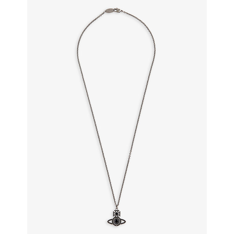 Vivienne Westwood Men's Ruthenium/blk Norabelle Brass And Cubic Zirconia Necklace In Metallic