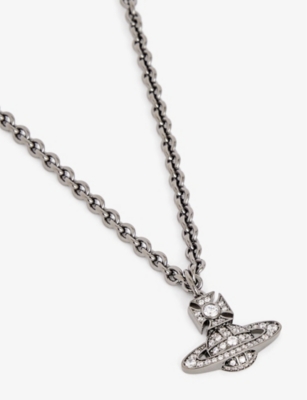 Shop Vivienne Westwood Men's Ruthenium/white Carmelo Brass And Cubic Zirconia Pendant Necklace