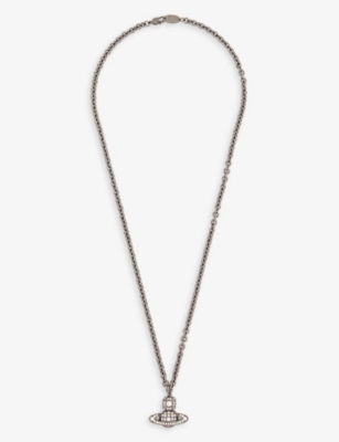 Vivienne Westwood Men's Ruthenium/white Carmelo Brass And Cubic Zirconia Pendant Necklace