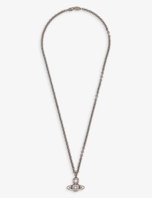 Vivienne Westwood Men's Ruthenium/white Carmelo Brass And Cubic Zirconia Pendant Necklace