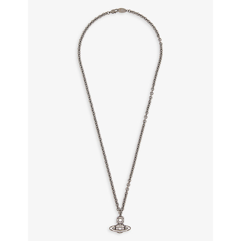 Vivienne Westwood Men's Ruthenium/white Carmelo Brass And Cubic Zirconia Pendant Necklace