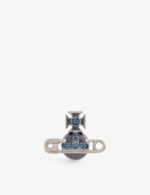 VIVIENNE WESTWOOD: Kitty crystal-embellished brass stud earrings