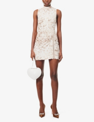 Shop Rotate Birger Christensen Women's Blurry Sl & Tarmac Leopard-print Sleeveless Mesh Mini Dress