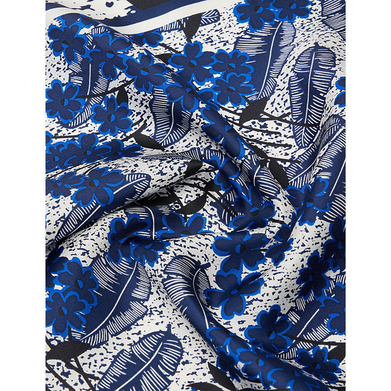 Shop Weekend Max Mara Womens Ultramarine Panaro Floral-print Silk Scarf