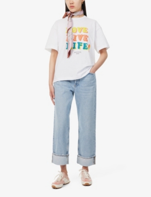 Weekend Max Mara Womens White Viterbo Graphic-pattern Cotton-jersey T-shirt In White
