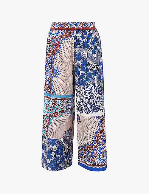 WEEKEND MAX MARA: West Long graphic-print mid-rise wide-leg cotton trousers
