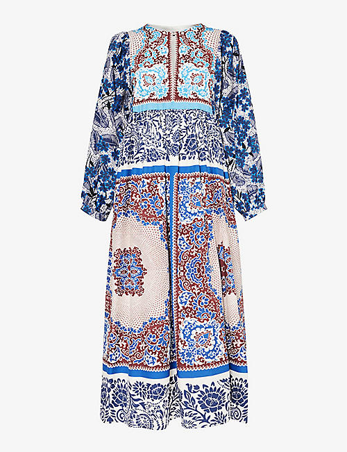 WEEKEND MAX MARA: Ghiotto graphic-pattern cotton-poplin midi dress