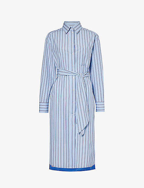 WEEKEND MAX MARA: Edipo striped boxy-fit cotton-poplin midi dress