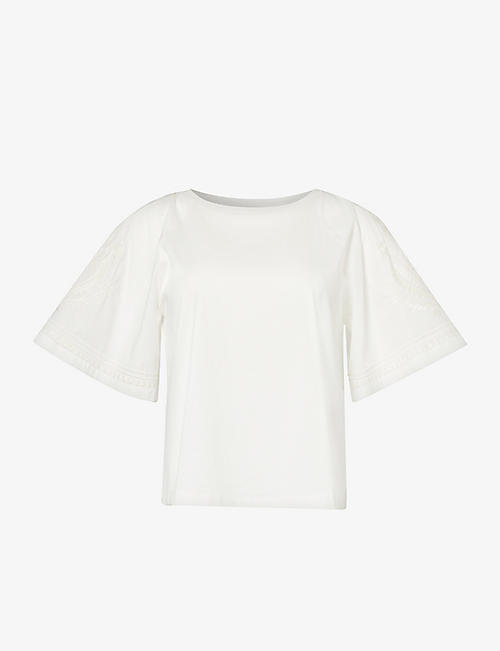 WEEKEND MAX MARA: Livorno embroidered-sleeve cotton-jersey T-shirt
