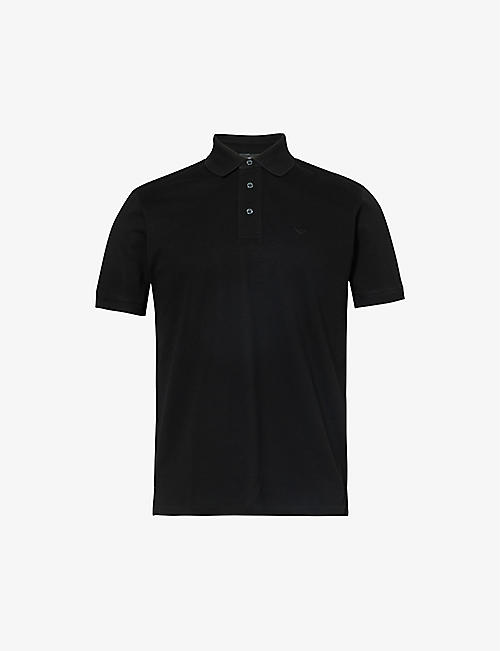 EMPORIO ARMANI: Logo-embroidered short-sleeve cotton polo shirt