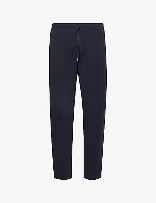 EMPORIO ARMANI: Relaxed-fit mid-rise cotton-blend jogging bottoms