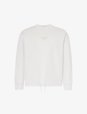 EMPORIO ARMANI: Logo-embroidered cotton-blend sweatshirt