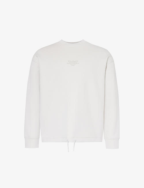 EMPORIO ARMANI: Logo-embroidered cotton-blend sweatshirt