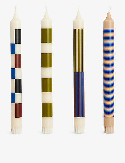 HAY: Graphic-pattern wax candles set of four