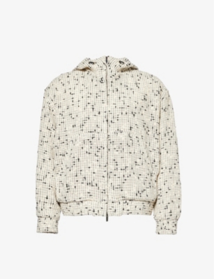 EMPORIO ARMANI: Funnel-neck bouclé-textured linen and cotton-blend jacket