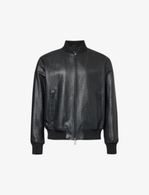 ヤ*ー様 Emporio Armani Embossed Lether Jack EMPORIO ARMANI - Logo-embossed leather jacket | Selfridges.com